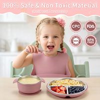 Ensemble de vaisselle pour bébé en silicone, écologique et personnalisable, comprenant un bol, une assiette, une tasse d'apprentissage, une fourchette et une cuillère en acier inoxydable