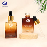 Emballage cosmétique de luxe personnalisé pour huile capillaire, flacon compte-gouttes en verre ambré 30 ml, flacon carré plat en verre pour huile essentielle