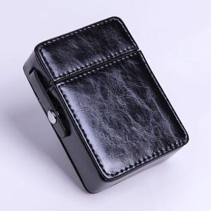 PU Leather Flip-Top Cigarette Case with <b>Lighter</b> Pocket, Scratch-Resistant Organizer, Personalized Gift Box - Product Image 2