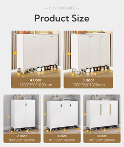 モダンな靴箱 高級スチール製 ロングハンドル ホワイトメタル 3ドア収納ロッカー メタル製シューズキャビネット 足付き - Product Image 4