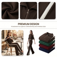 Pull d'hiver de luxe pour femme, élégant, demi-zip, en cachemire doux et laine, avec logo personnalisé, style vintage, en coton, avec capuche