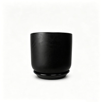 Pot de fleurs en céramique cylindrique émaillé noir, design nordique moderne, écologique, pour la maison et le jardin, vente en gros d'usine