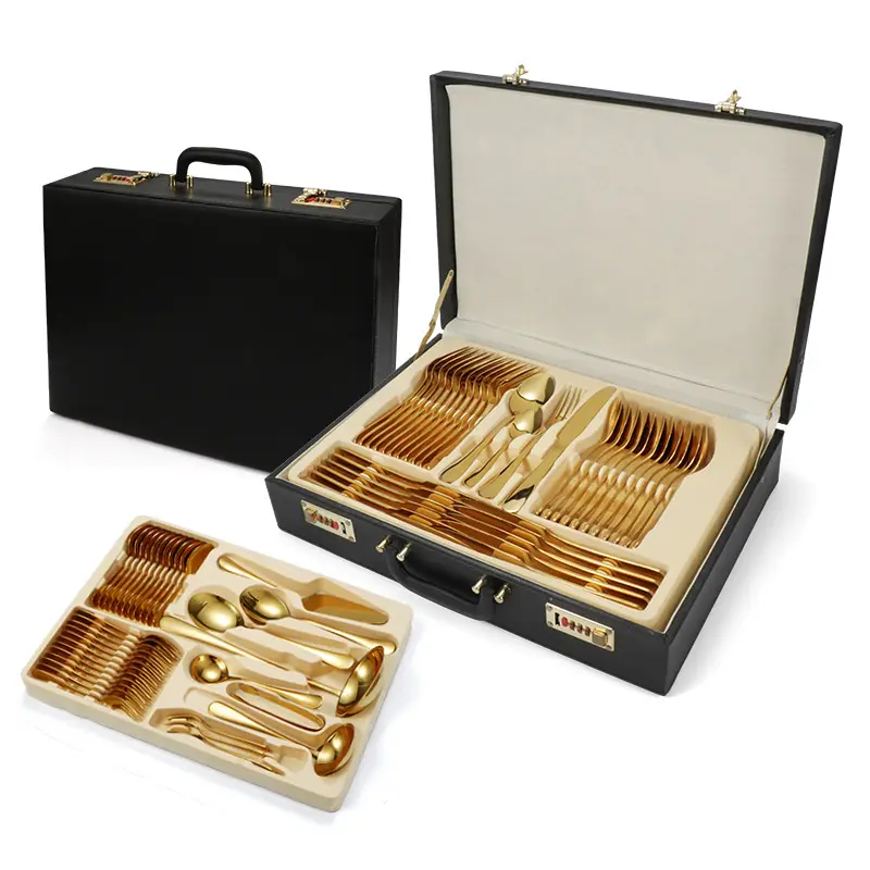 12 Personen Service Palace Style Bestecks ets Farbiges Gold Besteck Edelstahl 72 Stück Besteckset mit Geschenk box