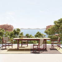Tables et chaises d'extérieur modernes minimalistes nordiques personnalisables, imperméables et anti-UV, avec option coussin pour cour, villa, balcon, jardin