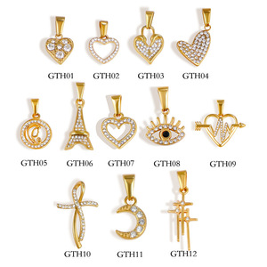 Ciondolo personalizzato 18K oro placcato titanio acciaio inox zircone diamante luna cuore occhio <span class=keywords><strong>Effel</strong></span> <span class=keywords><strong>torre</strong></span> ciondoli per collana fai da te - Product Image 3