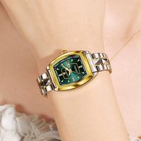 Jam Tangan Wanita Binbond B400L Quartz Movement dengan Tali Stainless Steel, Dial Kecil, Tanggal Bercahaya, Elegan, Fashion, dan Berlian