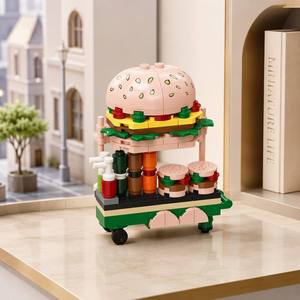 Custom Hamburger <strong>Street</strong> Food Cart Building Block Set, Mini DIY Assembly Model for Desktop Display &amp; Creative Play - Product Image 6