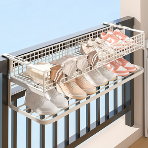 Estante para Zapatos de Balcón, Almacenamiento Colgante Multifuncional, Soporte para Secar Ropa y Calcetines, Tipo Gancho Rectangular - Product Image 1