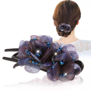 Accessori per gioielli per capelli da donna in Tulle rosa fermaglio per capelli con forcine a forma di anatra elegante in cristallo asiatico sudorientale - Product Image 1