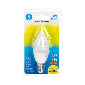 Bombilla LED C37 E14 3W, luz cálida, bajo consumo, larga vida útil; ideal para iluminación decorativa y ecológica en hogares. - Product Image 2
