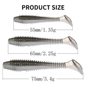 เหยื่อตกปลา YE-JING TPR แบบสองหาง รูปทรง T-Worm เนื้อนิ่ม ขนาด 55/65/75 มม. สองสี สำหรับตกปลาในน้ำจืด แม่น้ำ ทะเลสาบ เหมาะสำหรับปลาเทราต์และปลาบาส - Product Image 2