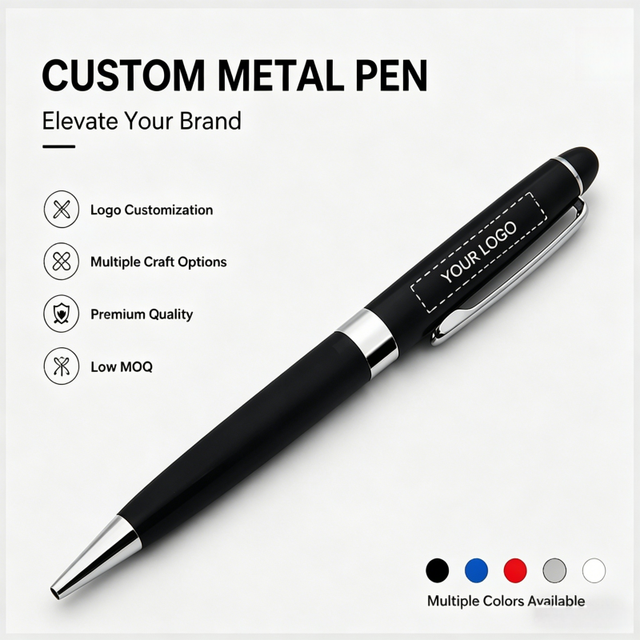 2 -In-1 Metal Stylus Ballpoint Pen Premium Business Executive Corporate Giveaways Personalized Laser Engraved Business Kit Set