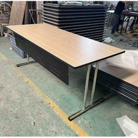 Table rectangulaire pliante pour banquet, pieds en acier inoxydable doré, table pliante pour hôtel, bureau, réunion