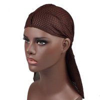 2025 gorra de montar a la moda Hip Hop Street Durag Waveur venta al por mayor turbante ropa para la cabeza malla de poliéster Durag