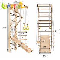 Structure de jeu d'escalade intérieure en bois pour enfants, avec toboggan et échelle, style Montessori