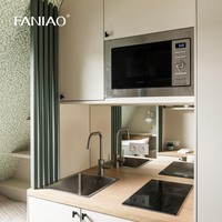 Meuble sous-évier en mélamine pour chambre d'hôtel, avec robinet, charnière, tiroir et panier, design moderne, respectueux de l'environnement, pour appartement