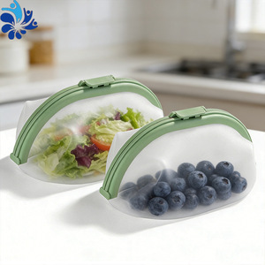 Silicone Food Storage Bags Mint Green <b>Large</b> Capacity Reusable Freezer <b>Safe</b> For Snacks And Fruits - Product Image 4