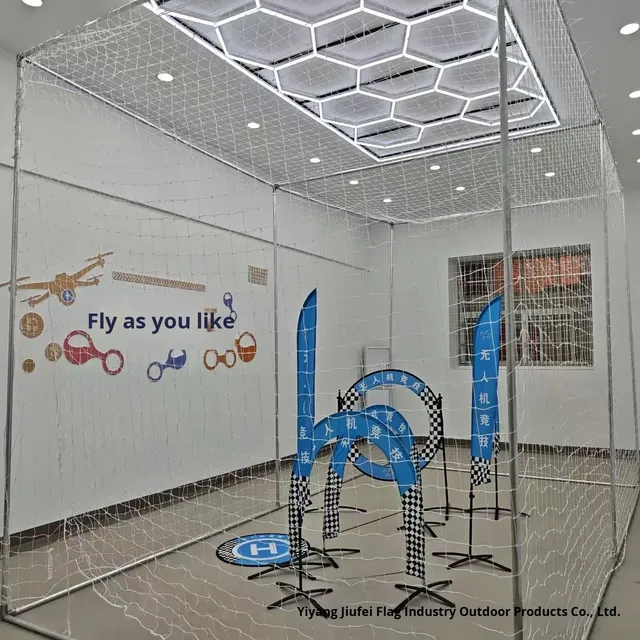 Drone Training Metal & Nylon Protective Netting Frame Mesh Competition Safety Cage Net Football Goal Frame Made China OEM Brand