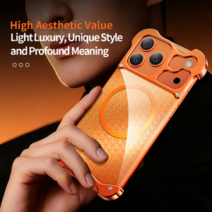 เคสโทรศัพท์ 17ProMax มีคุณสมบัติเป็นฝาครอบป้องกันแบบแม่เหล็กสีนู้ดเคลือบทองโลหะไร้ขอบ ที่ให้ความหรูหราเบาๆ และป้องกันการกระแทก - Product Image 2