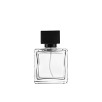 Flacon de parfum de luxe 30ml 50ml 100ml, flacon de parfum carré en verre, flacon vide avec couvercle noir et boîte cadeau