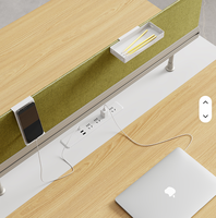 Table de travail de bureau moderne à 4 places avec pieds métalliques et serrure à code, facile à assembler, durable pour poste de travail en cubicle
