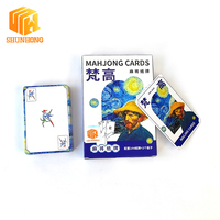 Jeu de cartes de Mahjong chinois portable, 144 pièces avec 2 dés, thème Nuit étoilée, jeu de Mahjong en papier de voyage