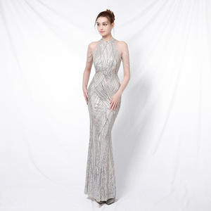 マーメイドドレス ガラドレス エレガント レディース ホルターネック パーティー ディナー フォーマル プロムドレス レディース フィッシュテール スパンコール マーメイド イブニングドレス - Product Image 6