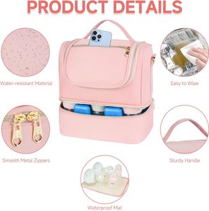 Bolsa Térmica para Leche Materna, Bolsa de Viaje con Paquete de Hielo para 6 Biberones, Doble Capa Aislada con Cierre de Cremallera - Product Image 5
