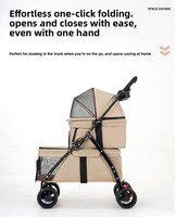 Poussette pliable à quatre roues pour animaux de compagnie, double étage, avec panier de transport détachable pour chiens et chats, légère, design extérieur à deux niveaux, fabriquée en Chine