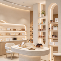 Meubles de magasin sur mesure, mobilier commercial, vitrine murale pour parfums et bijoux, design d'intérieur pour boutique de parfums