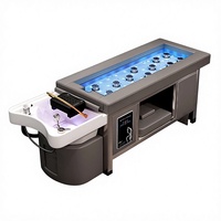 Lit de thérapie capillaire multifonctionnel de luxe avec fonction de massage thaïlandais, lavabo en céramique et chauffe-moxibustion pour salon