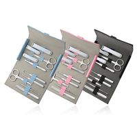 Kit de manucure et pédicure professionnel de luxe en acier inoxydable, 10 pièces/ensemble, outils de soin des ongles portables de voyage, sac en cuir
