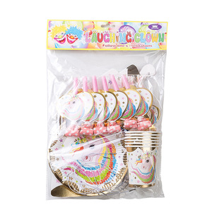 Décoration de fête d'anniversaire pour enfants, vaisselle jetable à estampage à chaud, fournitures sur le thème de la licorne - Product Image 5
