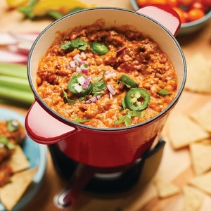 Ensemble de pot à fromage en fonte émaillée, pot à <span class=keywords><strong>fondue</strong></span> et à ragoût multi-usages avec brûleur à alcool, ustensiles de cuisine à domicile (2,5 L) - Product Image 4