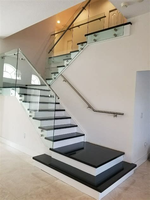 CBMMart Escalier d'intérieur flottant droit moderne de style luxueux avec lumière LED en marbre