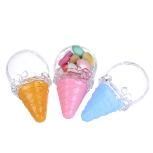 Creative European Ice Cream Shape Baby Present Packaging Transparent Acrylic Jelly Bean Candy Plastic Box For Birthday Party