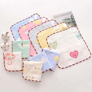 ผ้าเช็ดปากเด็กและเด็กเล็ก 6 ชั้น ผ้ามัสลิน 100% ผ้าฝ้าย ผ้าเช็ดหน้า พร้อมดีไซน์ตะขอ - Product Image 1