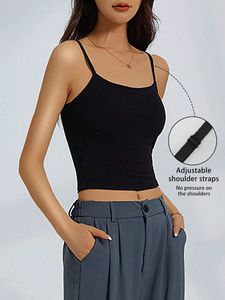 Top <span class=keywords><strong>Canotta</strong></span> da Donna OEM all'ingrosso, senza cuciture, modellante, casual, <span class=keywords><strong>con</strong></span> <span class=keywords><strong>spalline</strong></span> regolabili, reggiseno integrato a costine, modello corto - Product Image 2