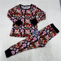 ZS Nieuwe Herfst Kinderkleding Schaakbord Aardbei Print Pyjama Lange Mouwen Broek 2-delig Bamboe Loungewear Set OEM Meisjeskleding