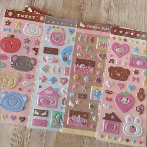 Korean Cute 3D Animal Border <b>Foam</b> <b>Stickers</b> Glossy Star Note Accents Printed Kawaii Gummy-style CCD Tablet Decals Flat - Product Image 2