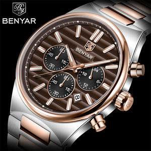 นาฬิกาควอตซ์ BENYAR 5214 รุ่นเรียบง่ายสำหรับผู้ชาย สายสแตนเลส กันน้ำ พร้อมปฏิทิน เรืองแสง ของขวัญสำหรับผู้ชาย - Product Image 1