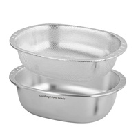 Évier de lavage de légumes en acier inoxydable Shiku avec panier égouttoir, double couche, multifonctionnel, de qualité alimentaire, modèle de cuisine ovale