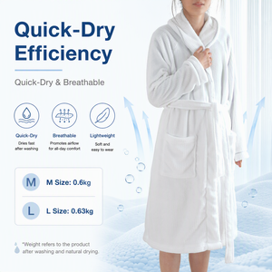 Accappatoio Invernale Feiyue Ultra Morbido, Leggero (0,6 kg), Bianco, per <span class=keywords><strong>Casa</strong></span> e Spa, Prezzo di Fabbrica - Product Image 4