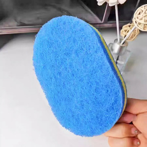 <b>Handled</b> Cleaning <b>Sponge</b> Pad Rectangle Thickened Kitchen Sink Pot Washing Stain Removal Brush Blue Red - Product Image 3