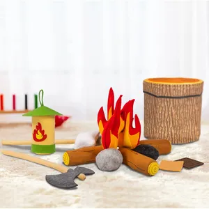 Juguete educativo para niños, creativo, hecho a mano, corte láser, formas de fuego de fieltro para acampada, kits de artesanía de costura DIY