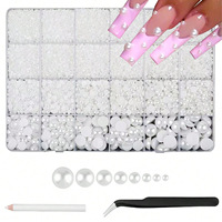 24 compartiments pour accessoires de coque de téléphone DIY Nail Art, strass à fond plat, imitation perle semi-circulaire, décoration pour ongles