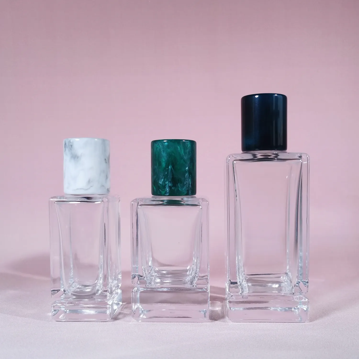 Diseño único 30ML 50ML 100ML Botella de perfume de vidrio engarzado de fragancia cuadrada rectangular transparente