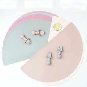 Cross-Border Direct Supply Food-Grade Silicone Anti-Scalding <b>Mats</b> Fan-Shaped <b>Plate</b> <b>Mats</b> Table Insulation for Baby Dining Set - Product Image 2