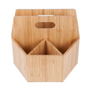 Soporte giratorio de bambú para maquillaje, estante de madera para utensilios, caja de almacenamiento portátil para condimentos, mesa de comedor y caja de almacenamiento para cocina - Product Image 3