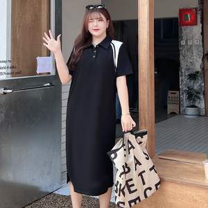 เดรสสเวตเชิ้ตคอปกโปโล รุ่น Runqi N8749 สีสันตัดกัน ทรงหลวม ไซส์ใหญ่ แขนสั้น ระบายอากาศได้ดี เหมาะสำหรับใส่ในชีวิตประจำวัน สไตล์ลำลอง สำหรับผู้หญิง - Product Image 3